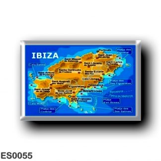 ES0055 Europe - Spain - Balearic Islands - Ibiza - Eivissa - topographic map
