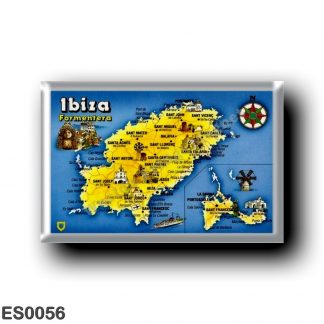 ES0056 Europe - Spain - Balearic Islands - Ibiza - Eivissa - topographic map