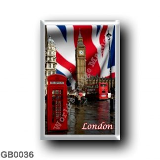 GB0036 Europe - England - London - Big Ben - double-decker bus Red telephone box