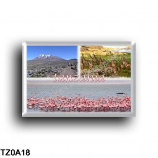 TZ0A18 Africa - Tanzania - Panorama - Giraffes and Flamingos in Tanzania
