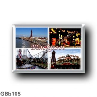 GBb105 Europe - England - Blackpool - Tower - Aerial view of the beach - Illuminations -