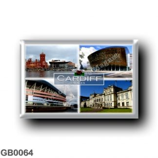 GB0064 Europe - Wales - Cardiff - Millenium Stadium - Pierhead Building and Senedd - Millenium Center - University's Main Buildi