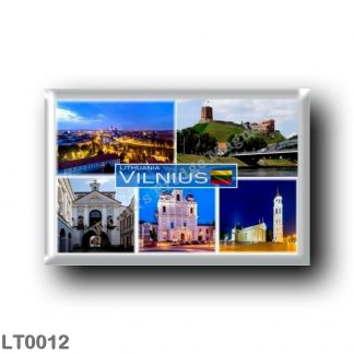 LT0012 Europe - Lithuania - Vilnius - Skyline Of Vilnius at night - Upper Castle Remains - Gate of Dawn - Church Saint Casimir -