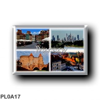 PL0A17 Europe - Poland - Warsaw Warszawa - Polska - Old Town Market Square - Skyline - The Barbican - Castle Square and Sigismum