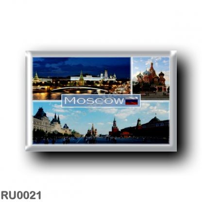 RU0021 Europe - Russia - Moscow - Kremlin and Bolshoy Kamenny Bridge - Sain Basilic Cathedral - Panorama