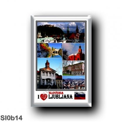 SI0b14 Europe - Ljubljana - I Love Mosaic - Panorama - The Triple Bridge and Ljubljana River - Casino Building