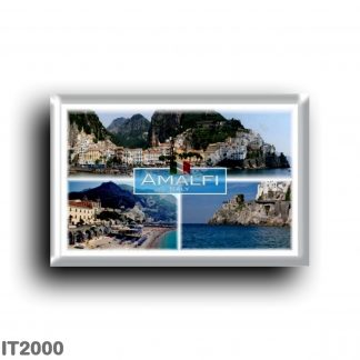 IT2000 Europe - Italy - Campania - Amalfi - Beach - Cathedral in the center - Panorama
