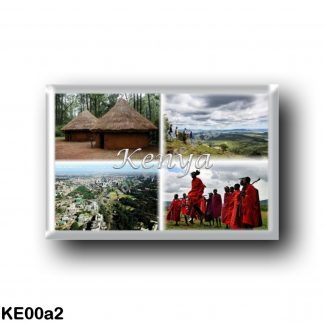 KE00a2 Africa - Kenya - Aerial View - Panorama - Men in Traditional Cloth