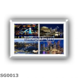 SG0013 - Asia - Singapore as a startup hub - esplanade theatres on the bay - Illuminated skyscrapers - panorama