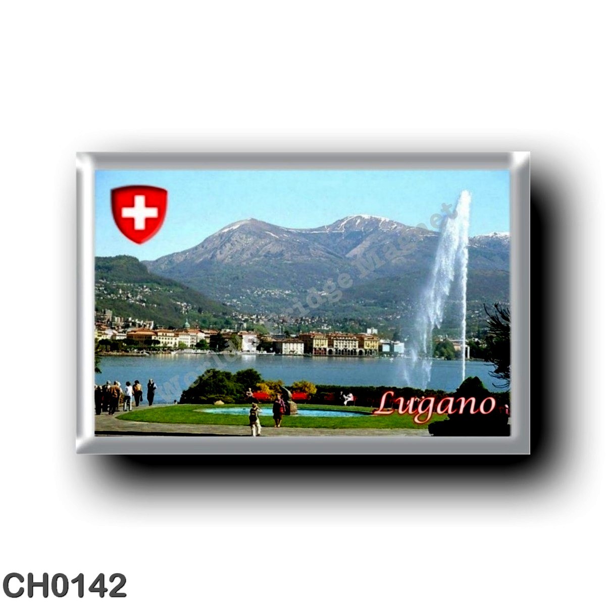 LUGANO SWITZERLAND SWISS CANTON OF TICINO BREGANZONA JUMBO FRIDGE MAGNET
