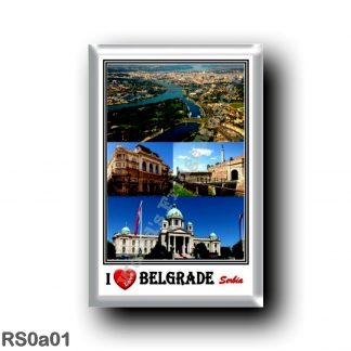 RS0a01 Europe - Serbia - I Love Mosaic - Aerial View of Belgrade - Pobednik - National Museum