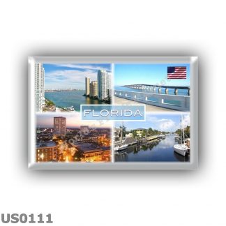 US0111 America - Usa - Florida - Mouth of Miami River at Brickell Key - Overseas Highway bridge - Downtown Tallahassee at night