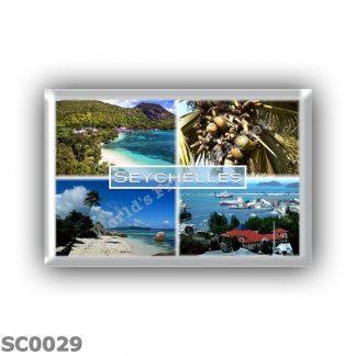 SC0029 Africa - Seychelles - Beach Resort - Lodoicea Maldivica Coco de Mer - Beach of Anse Source d'Argent on the island of La D