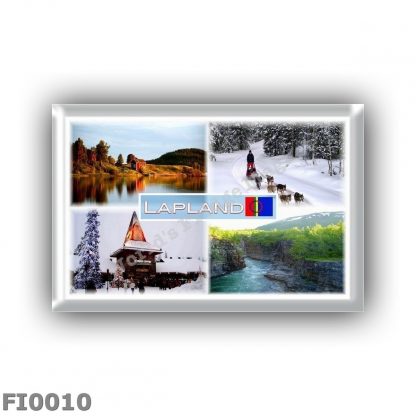 FI0010 - Europe - Finland - Lapland - Lake Inari - Lammintupa - Santa Claus Village in Rovaniemi - Nabisko N.P. - Sami Flag
