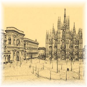 Piazza del Duomo Milan - sepia